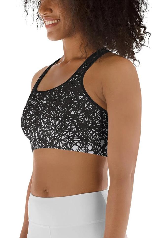 Black & White Ombre Sports Bra