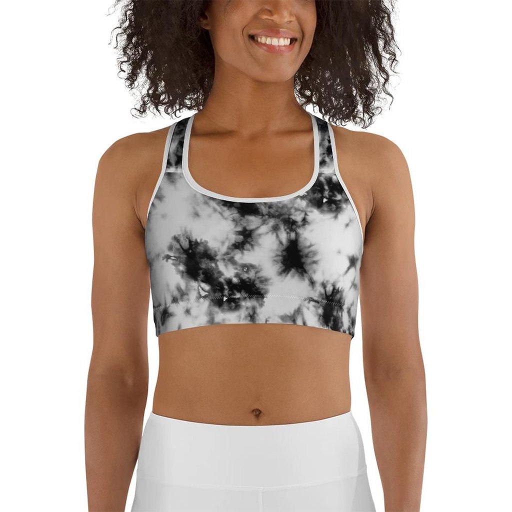 Black & White Tie Dye Sports Bra