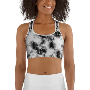 Black & White Tie Dye Sports Bra