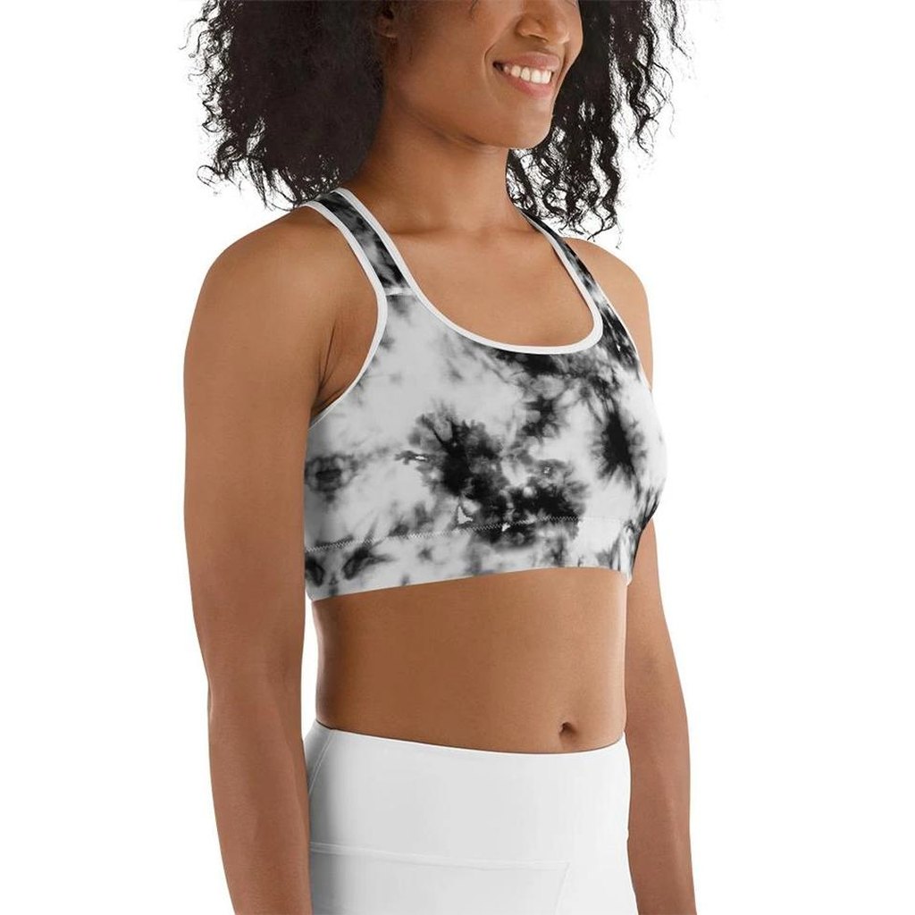 Black & White Tie Dye Sports Bra