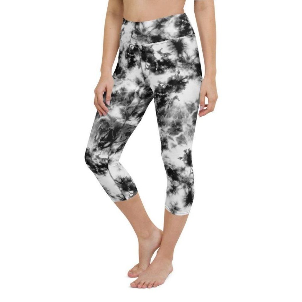 Black & White Tie Dye Yoga Capris