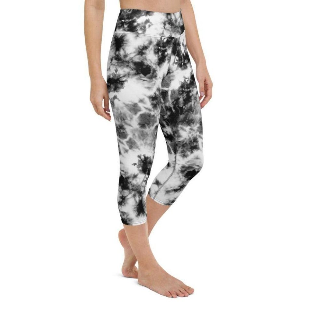 Black & White Tie Dye Yoga Capris