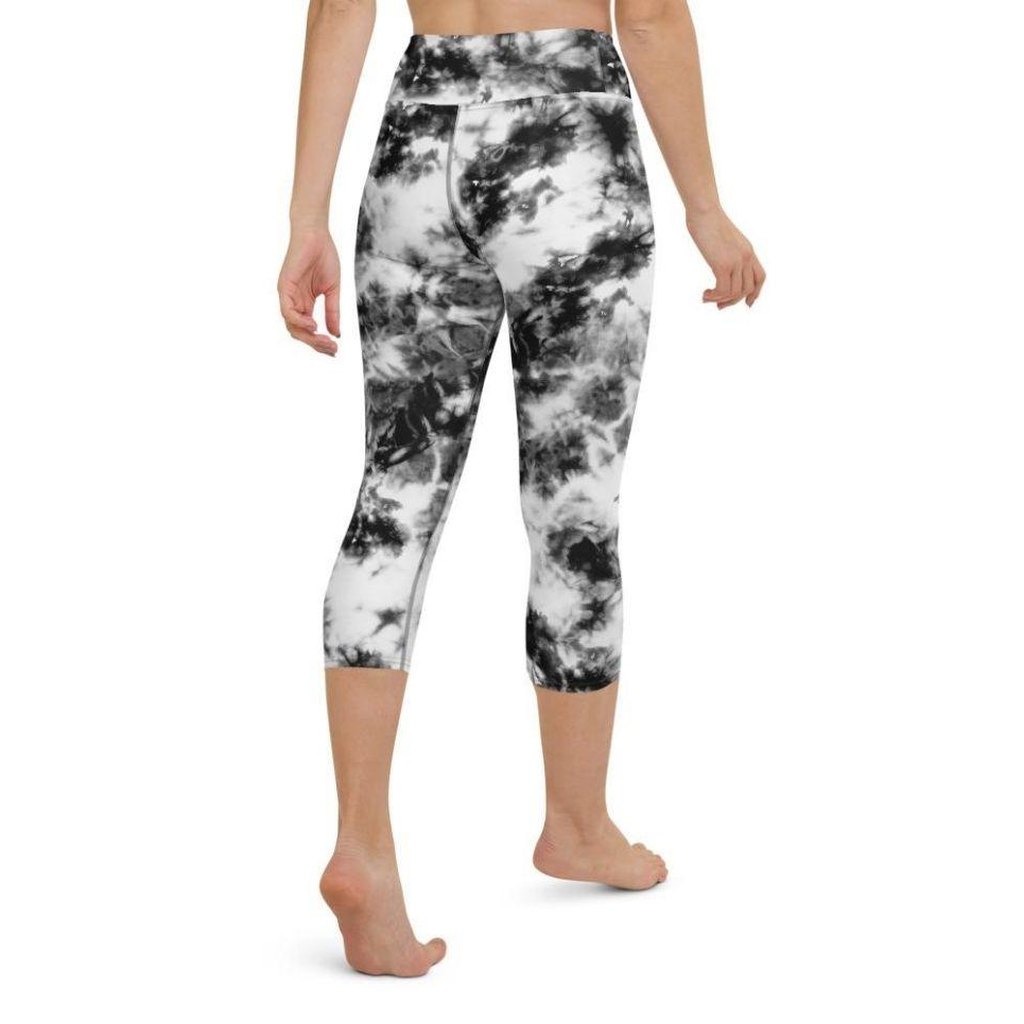 Black & White Tie Dye Yoga Capris