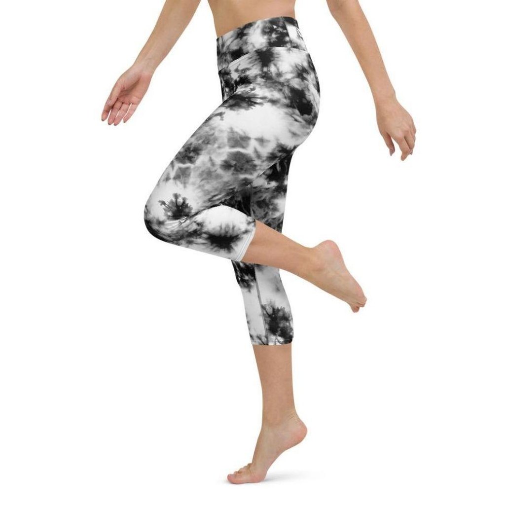 Black & White Tie Dye Yoga Capris