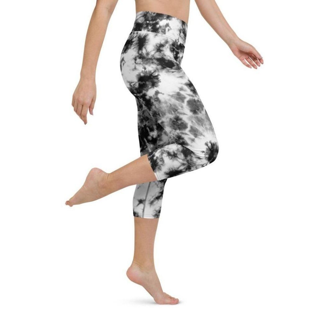 Black & White Tie Dye Yoga Capris