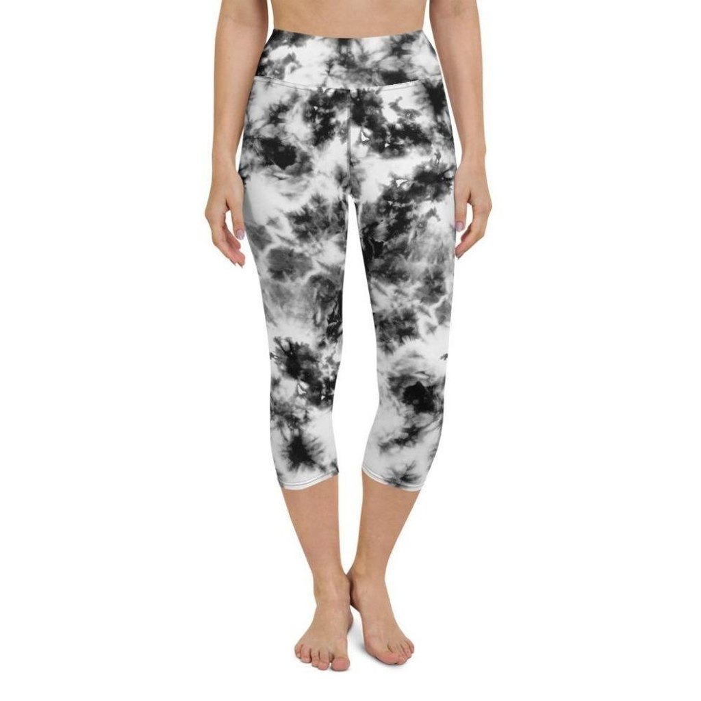 Black & White Tie Dye Yoga Capris