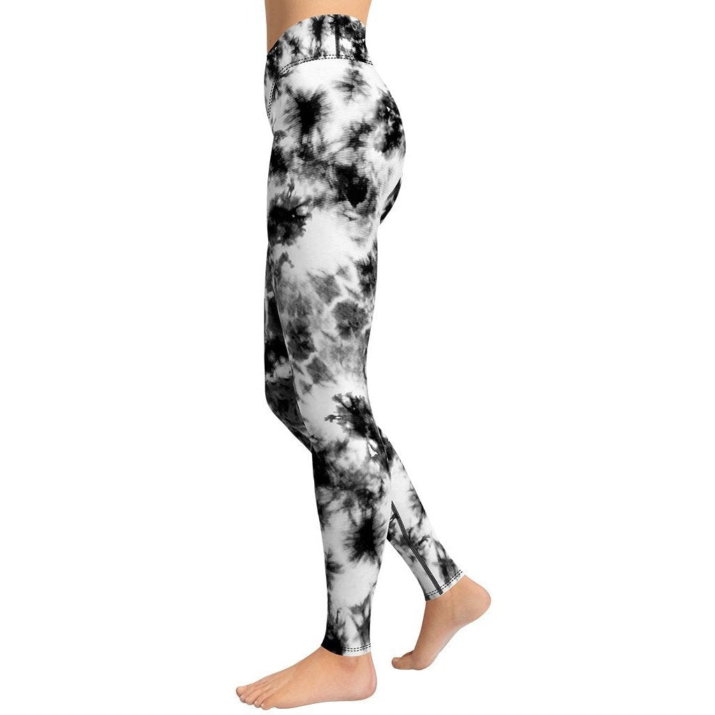 Black & White Tie Dye Yoga Leggings