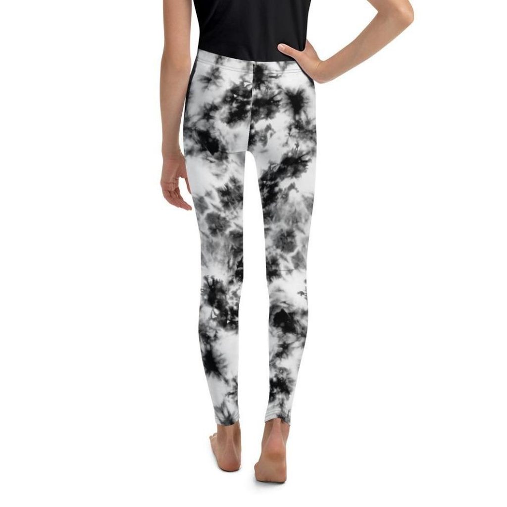 Black & White Tie Dye Youth Leggings