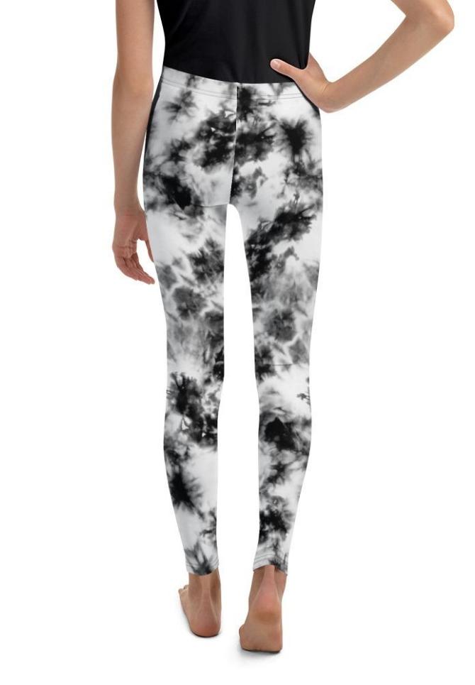 Black & White Tie Dye Youth Leggings