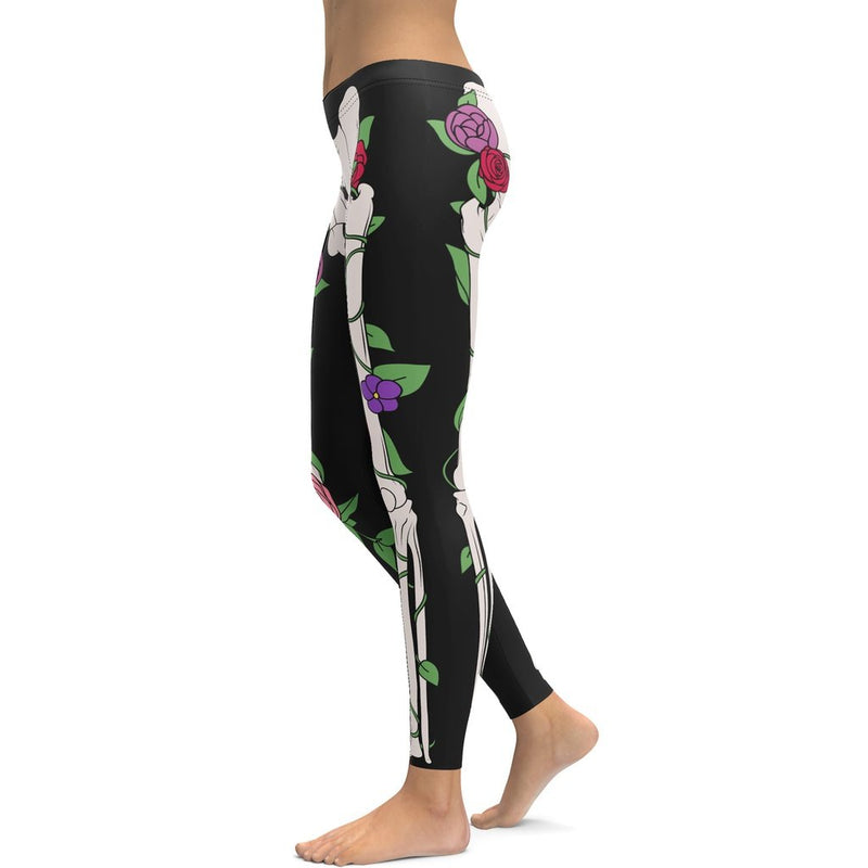 Blooming Skeleton Leggings Women's Halloween Outfits FIERCEPULSE