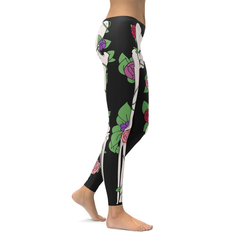 Blooming Skeleton Leggings Women's Halloween Outfits FIERCEPULSE