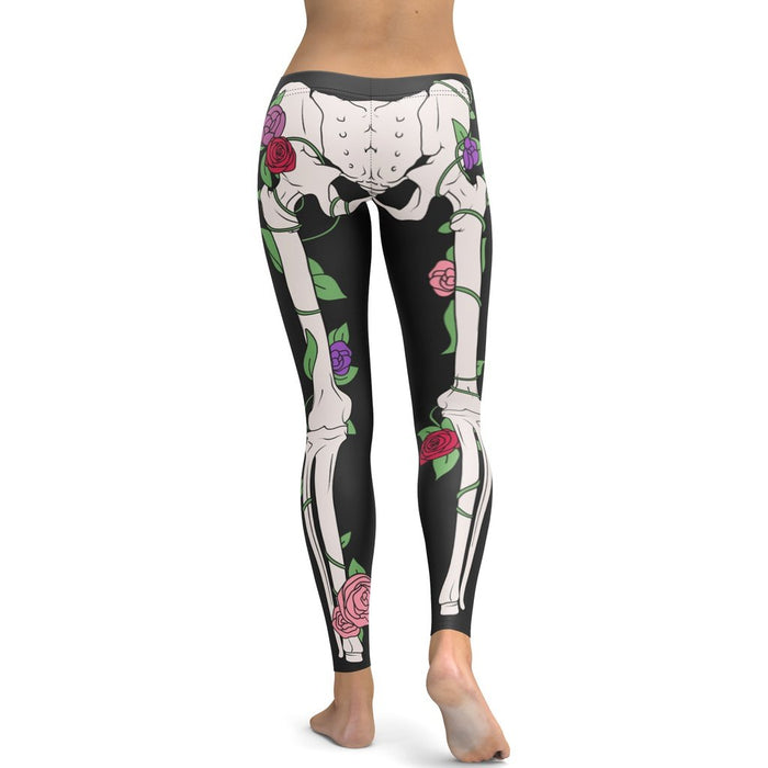 Blooming Skeleton Leggings Women's Halloween Outfits FIERCEPULSE