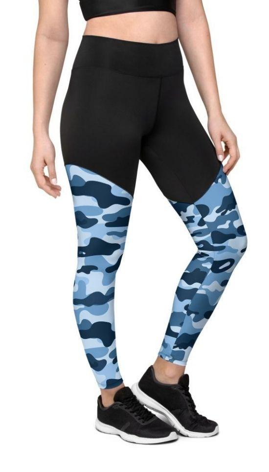 Blue Camo Compression Leggings