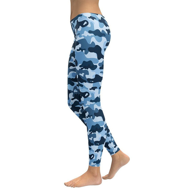 Aqua Camo Leggings | Fitness Yoga Pants