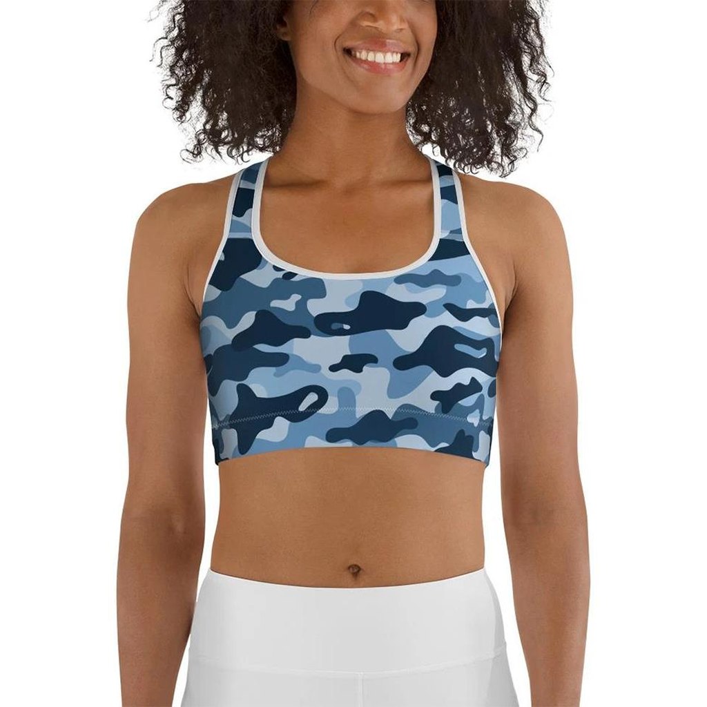 Blue Camo Sports Bra