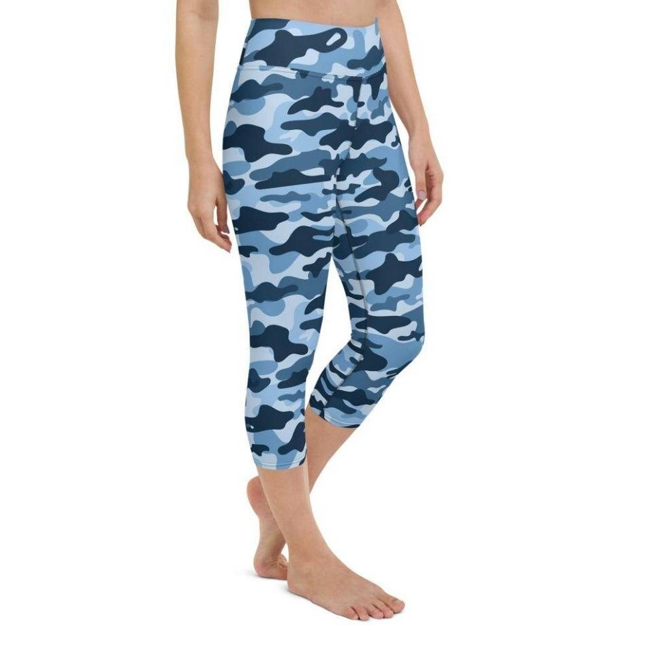 Blue Camo Yoga Capris