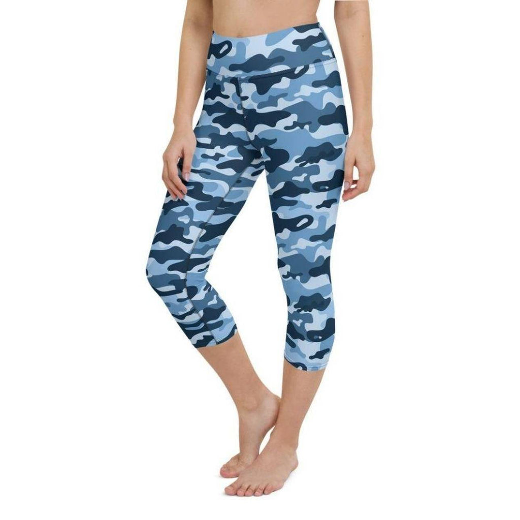 Blue Camo Yoga Capris