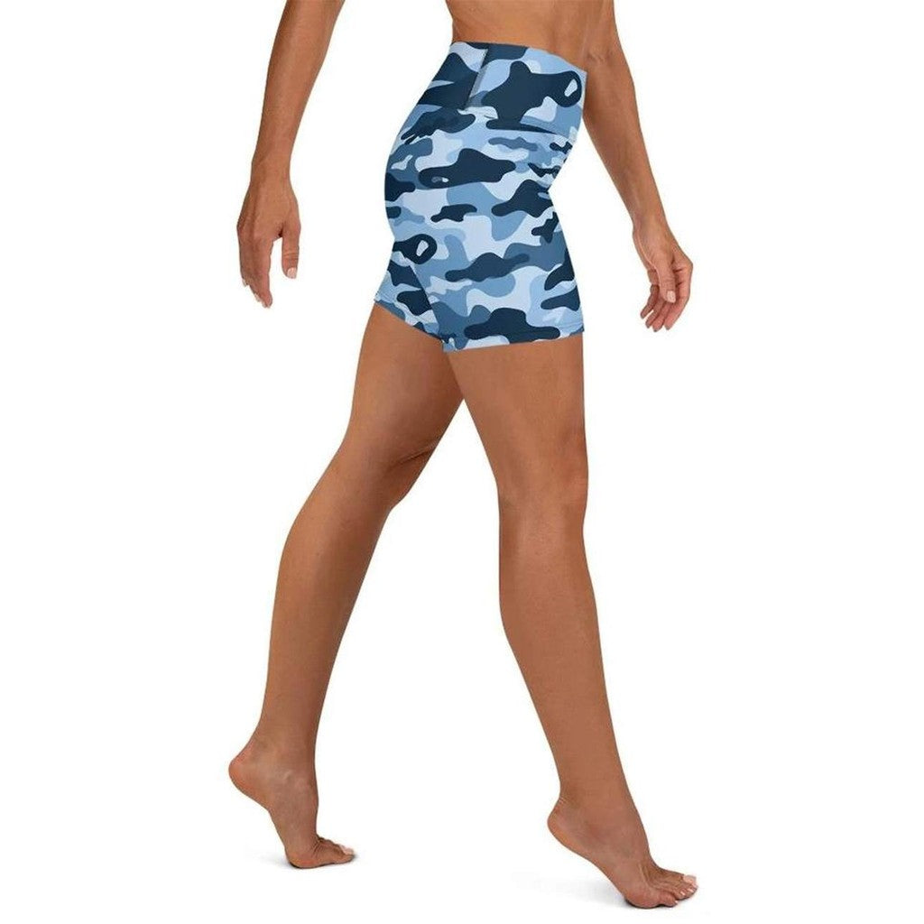 Blue Camo Yoga Shorts