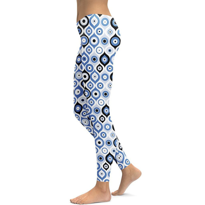 Eyelet Pinstripe Leggings Set - Blue main image 0