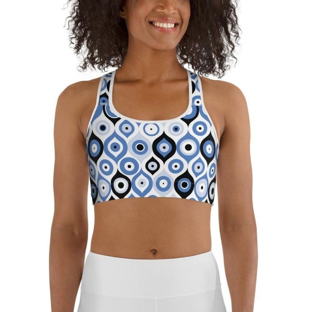 Blue Eye Pattern Sports Bra