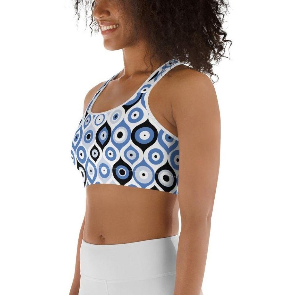 Blue Eye Pattern Sports Bra