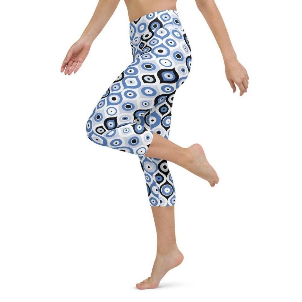 Blue Eye Pattern Yoga Capris
