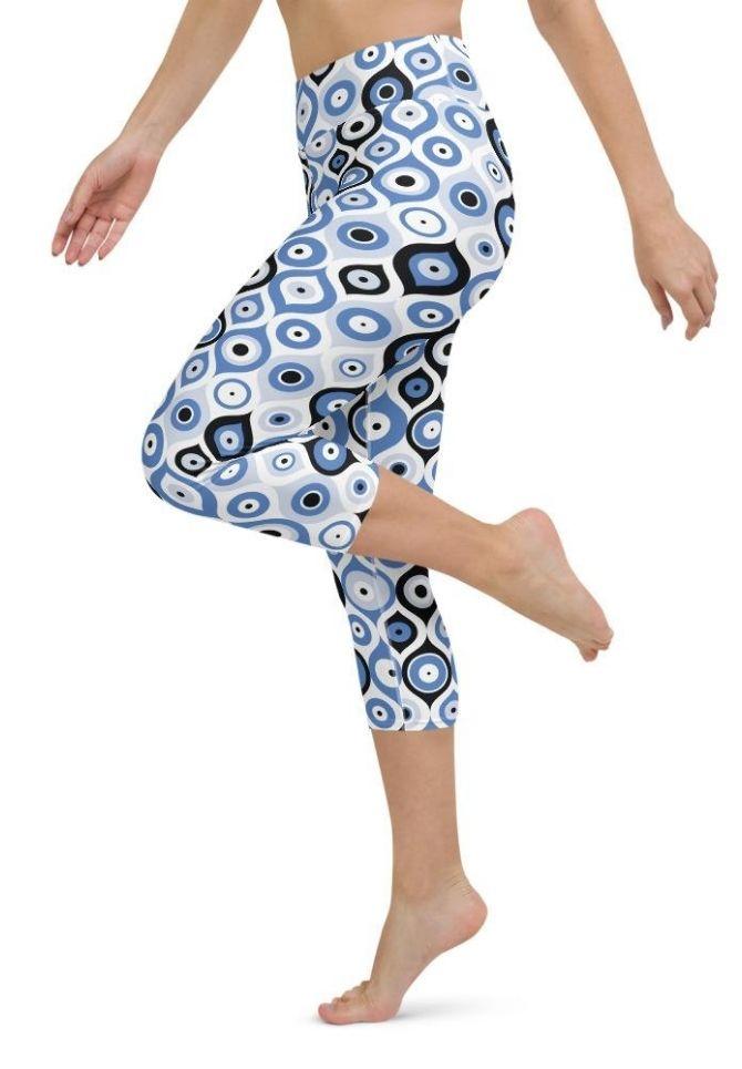 Blue Eye Pattern Yoga Capris