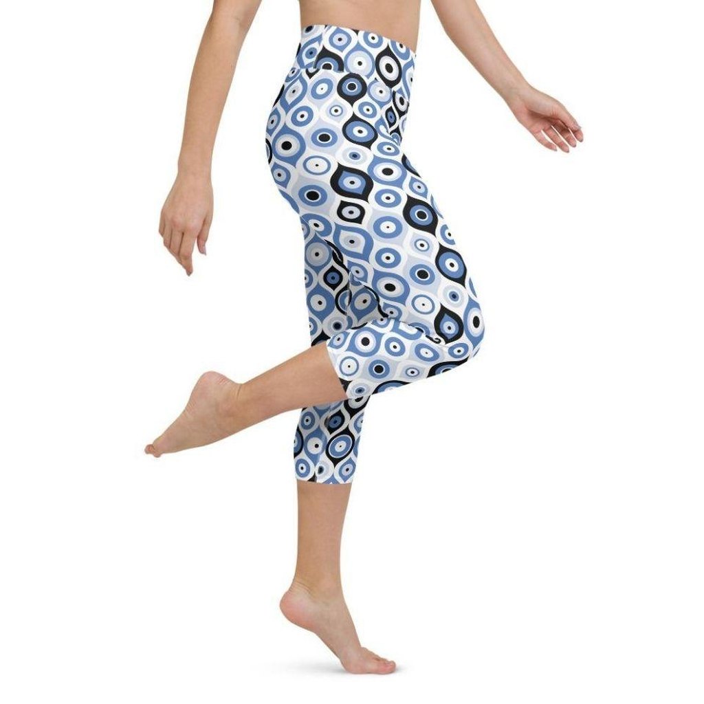 Blue Eye Pattern Yoga Capris