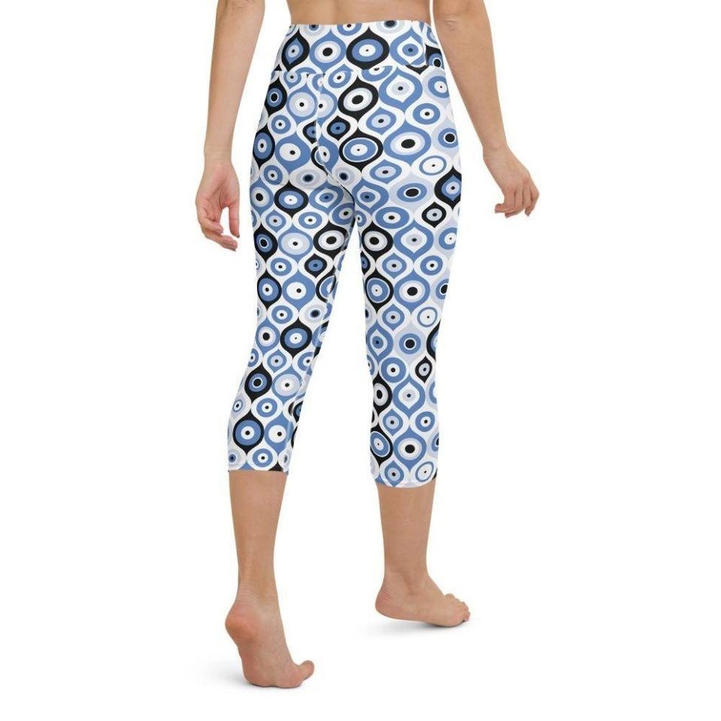 Blue Eye Pattern Yoga Capris