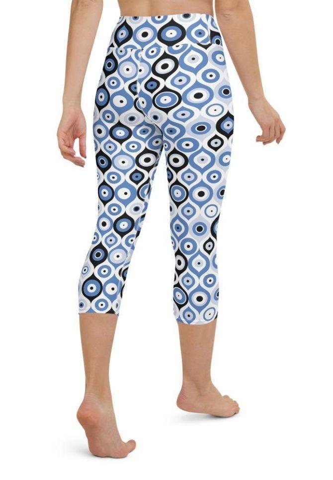 Blue Eye Pattern Yoga Capris