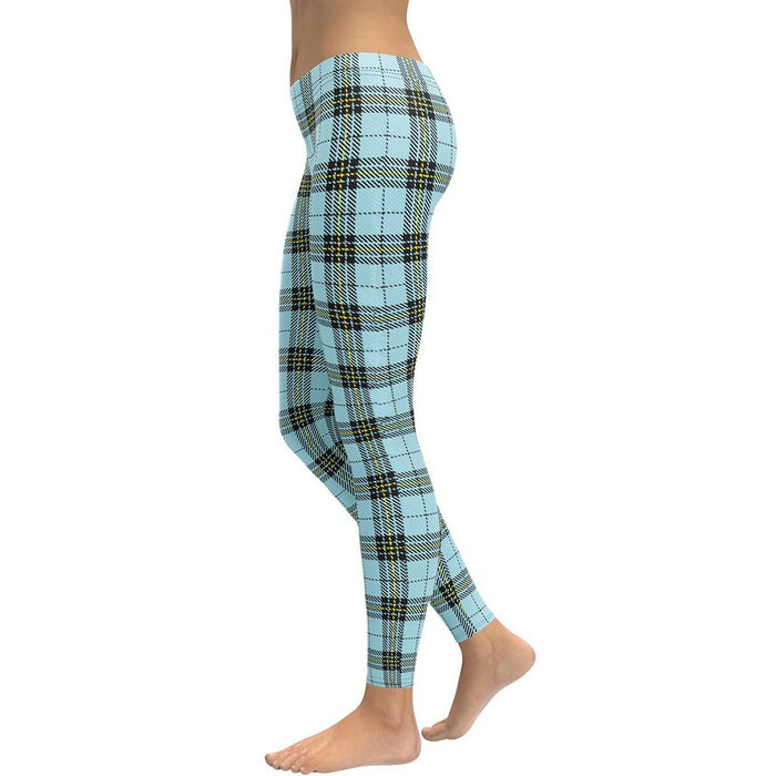 Timeless and Modern Blue Plaid Print Leggings | FIERCEPULSE