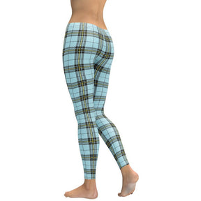 Blue Plaid Print Leggings