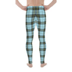Blue Plaid Print Men's Leggings