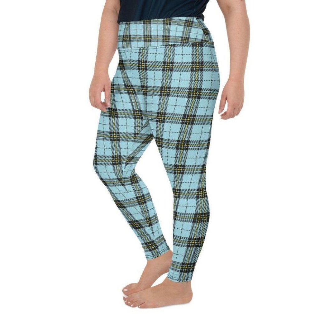 Blue Plaid Print Plus Size Leggings