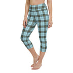 Blue Plaid Print Yoga Capris