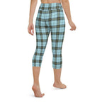 Blue Plaid Print Yoga Capris