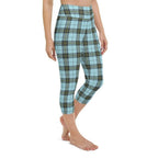 Blue Plaid Print Yoga Capris