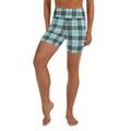 Blue Plaid Print Yoga Shorts