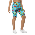 Blue Pop Art Pattern Biker Shorts