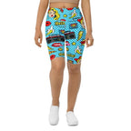 Blue Pop Art Pattern Biker Shorts