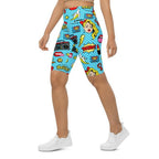 Blue Pop Art Pattern Biker Shorts