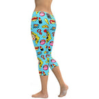 Blue Pop Art Pattern Capris