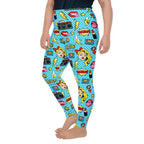 Blue Pop Art Pattern Plus Size Leggings
