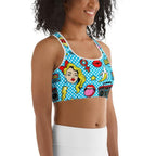 Blue Pop Art Pattern Sports Bra