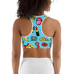 Blue Pop Art Pattern Sports Bra