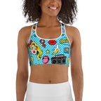 Blue Pop Art Pattern Sports Bra