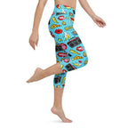 Blue Pop Art Pattern Yoga Capris