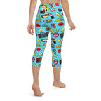 Blue Pop Art Pattern Yoga Capris