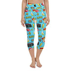 Blue Pop Art Pattern Yoga Capris