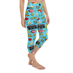 Blue Pop Art Pattern Yoga Capris